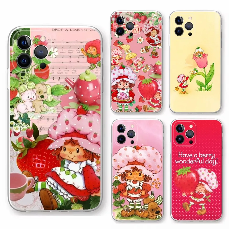 S-Strawberry V-Vintages S-Shortcaks Telefón pre iPhone 15,14,13,12,11 Plus, Pro, Max, XR, XS, X, 7,8 Plus, SE, Mini Transparent Shell