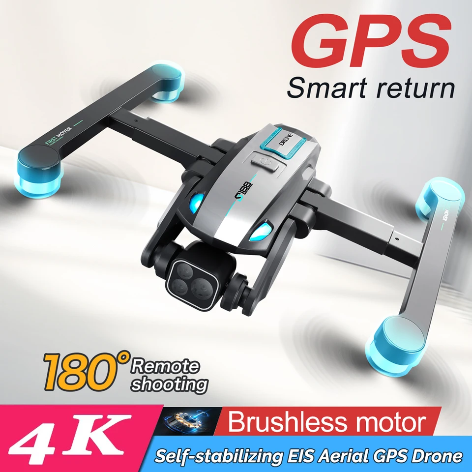 S188 RG700 GPS DRONE 8K HD Triple Camera Optický tok Optické polohovanie prekážky vyhýbania sa brushovým bezohľadným zloženým RC QuadCopter FPV DRON