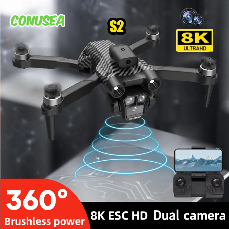 S2 RC Drone Quadcopter s fotoaparátom 8k HD Brushless Motor DRON Prekážky DRONS DRONS DROKOVÉ HRICOPTER HRICOPTER HRICOPTER
