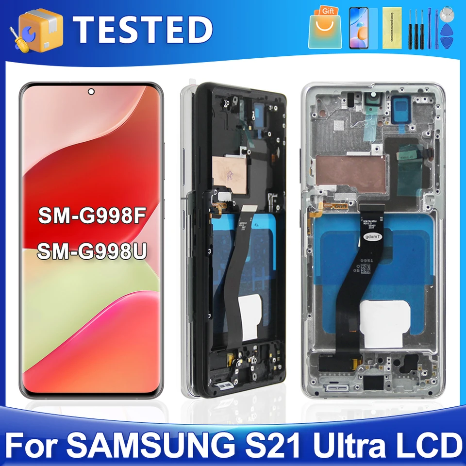 S21 Ultra pre Samsung pre AMOLED S21 Ultra 5G G998B G998U G998W LCD DISPIT DISPIT DISPIT DIGITIZERIZATION Zostava
