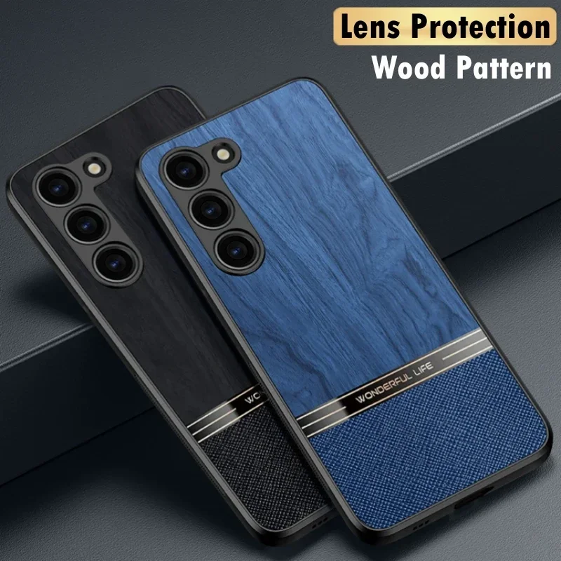 S23 S24 Ultra Wood Purser pre Samsung Galaxy S24 S23 S22 S21 Ultra Plus SOCKOPPORD SILICON SILICON CASE FINDA CAPA