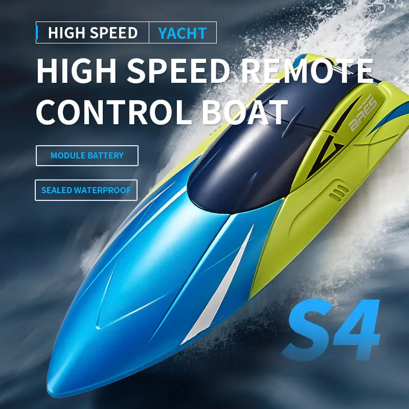 S4 Speedboat 2,4G vysokorýchlostná 15 km/h rádio diaľkového ovládania Konkurenčný veslársky čln nabíja elektrická voda Hračka pre chlapcov