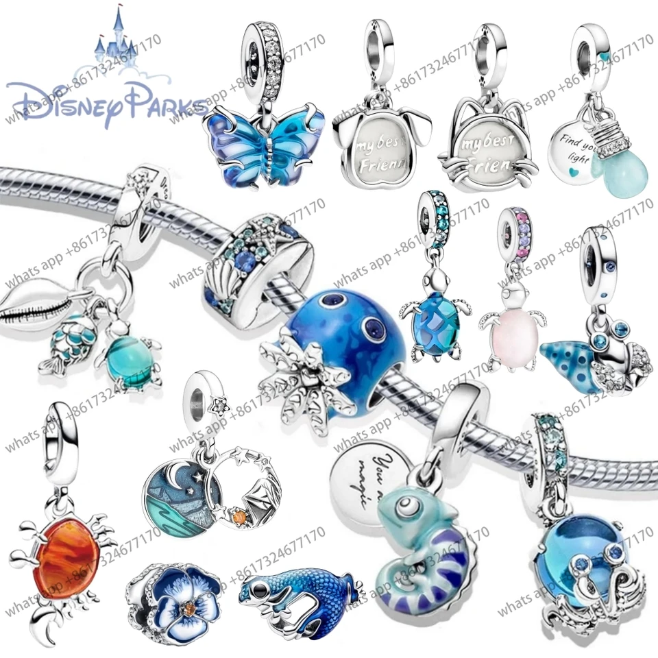 S925 2024 Nový strieborný modrý motýľ korytnací kúzlo korálky Fit Original Pandora náramok DIY korálky Pendant Dámske šperky
