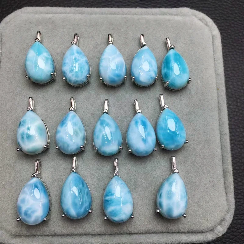 S925 Prívesok na prírodný larimar Crystals Liečenie Reiki šperky výroby