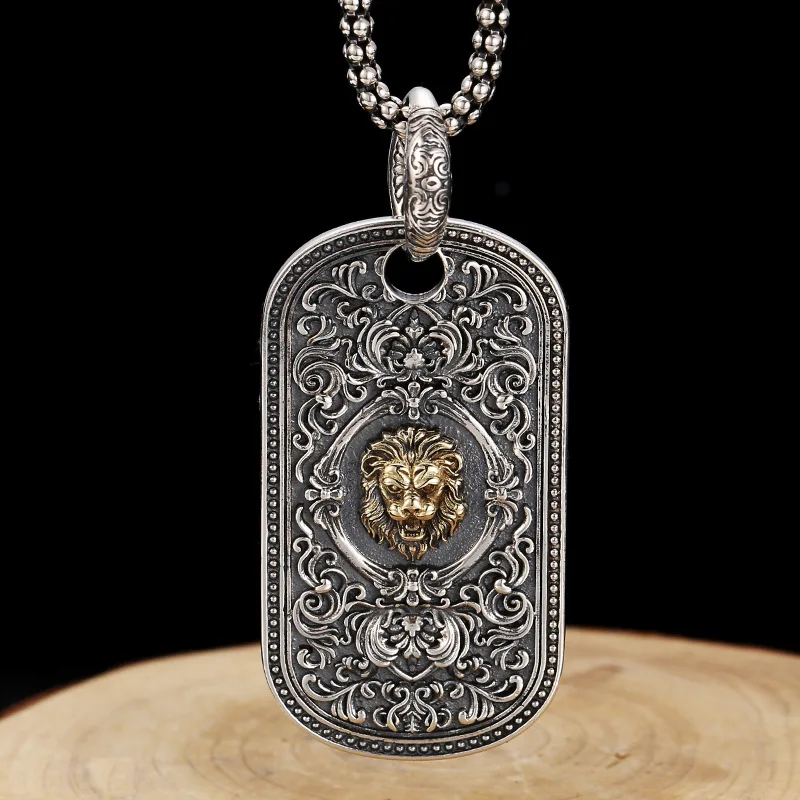 S925 Pure Silver Lion King Tang Grass Petdant pre mužskú módnu značku Hip Hop náhrdelník Európsky a americký štýl Penda