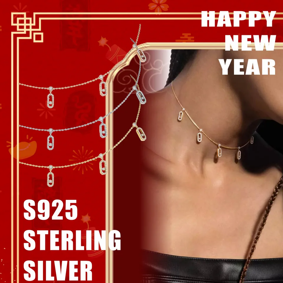 S925 Sterling Silver Choker Move Series Series Náhrdelníky CollarBone Chains Luxusné diamantové osobnostné kúzla High-end šperky