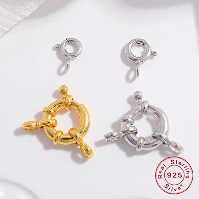 S925 Sterling Silver Circle Sailor Uzavretie Clasps Open Spring Buckle Connector Spona pre šperky na výrobu doplnkov SK37