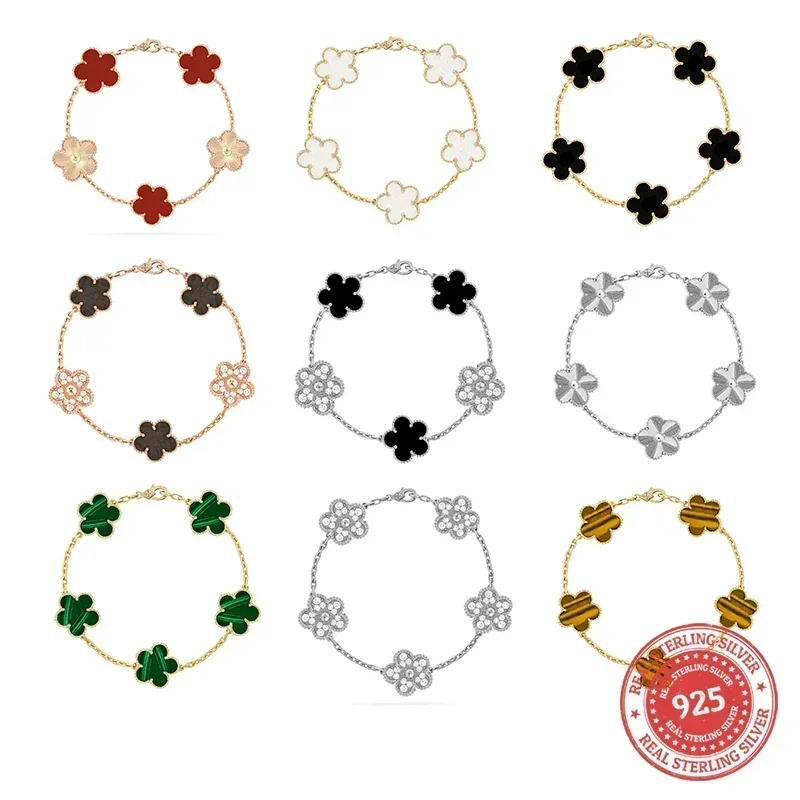 S925 Sterling Silver Hot Predaj vysokokvalitné logo klasický Lucky Grass Dámsky náramok