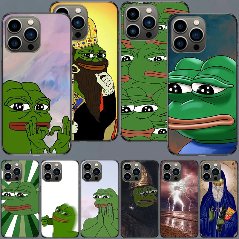 Sad Frog Meme Pase pre Apple iPhone 16 15+ 14 Plus Coque 13 12 Mini Clear 11 Pro Max.