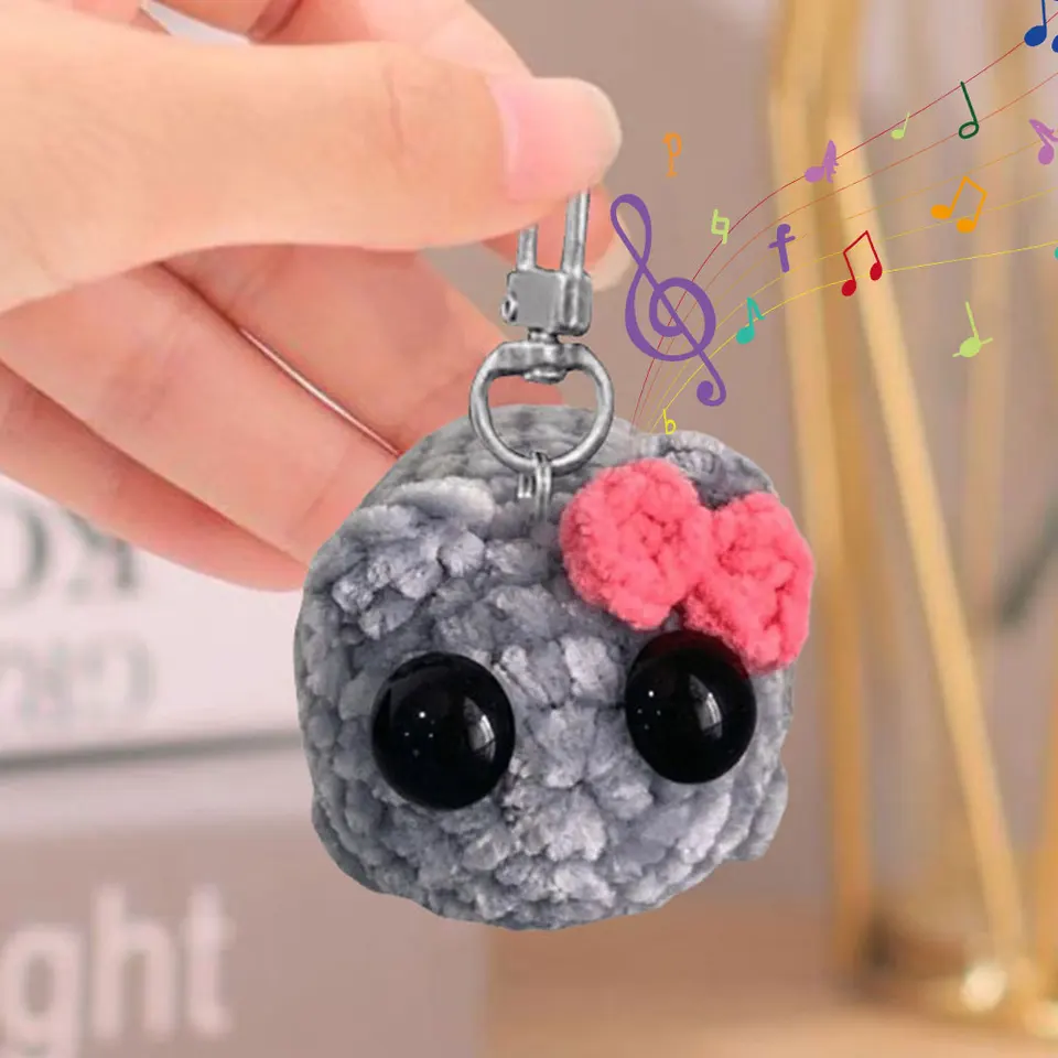 SAD HACSTER MEME Sound Hudba plyšová hračka roztomilý škrečok plyšový keychain figúrka mäkká hračka plnená živočíšny kľúče kľúča reťazec kľúča