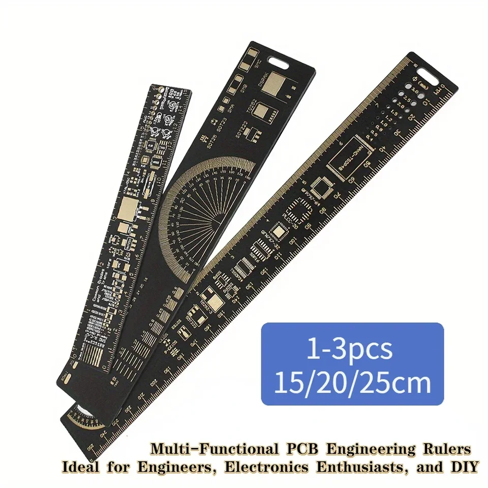 Sada 1-3 multifunkčných pravítka PCB inžinierstva - veľkosti 15/20/25 cm - ideálne pre inžinierov, nadšencov elektroniky a DIY