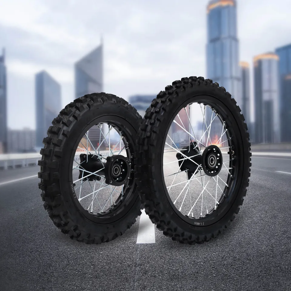 Sada 2 motocyklových kolies predných a zadných kolesových kolesov Sada Disk Brzdenie Motobike Hliníkový rám 49,5*8 cm/ 47*9 cm pneumatiky