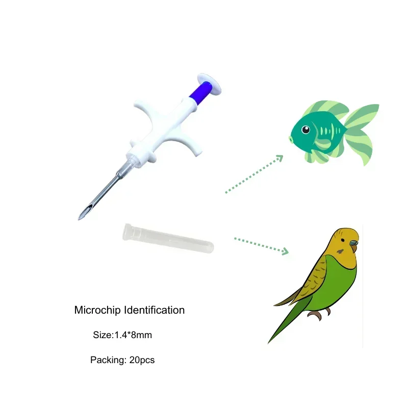 Sada 20 zvieracích identifikačných znakov s Microchipom Transponderom Applicator Transponder