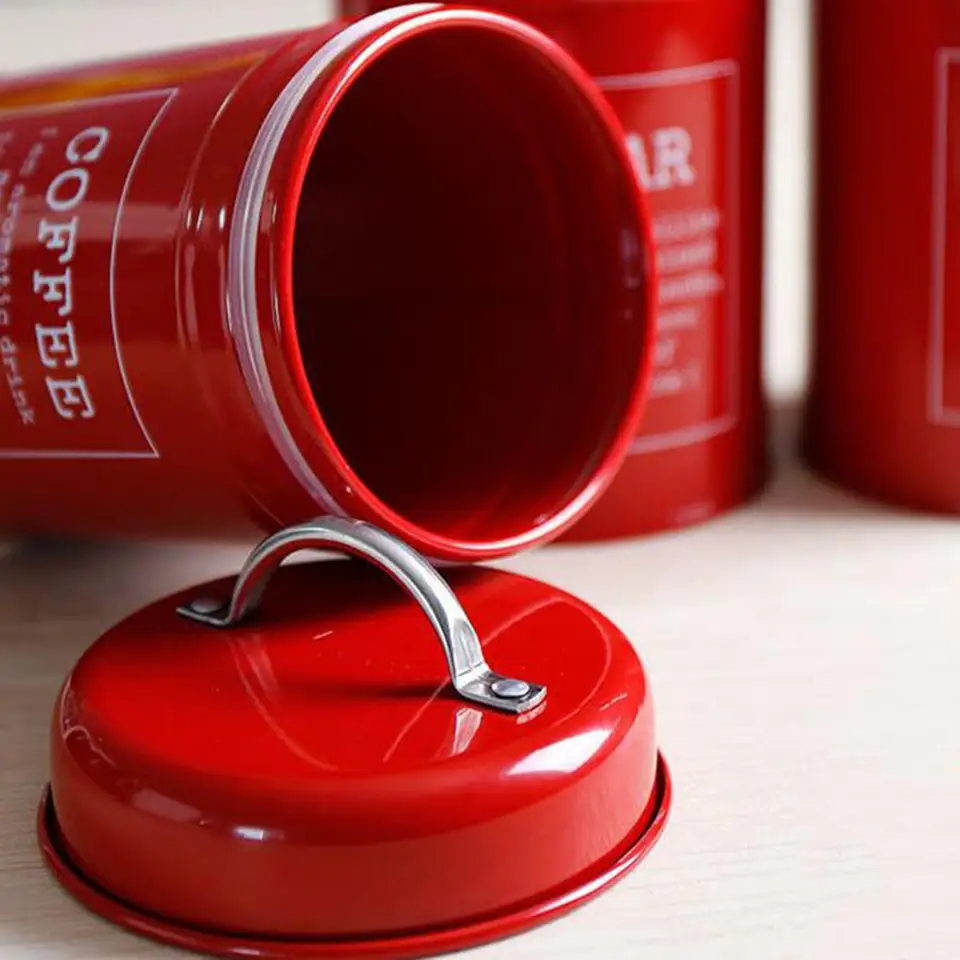 Sada 3 čajový káva Cukor Cukor kovový nádoba Kuchyňa Storage Box Food Canister Kuchynský nádoba s vekami