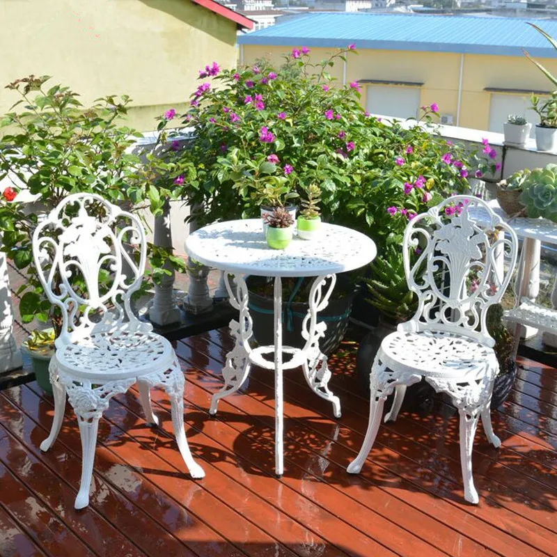 Sada 3ks vonkajšie stravovacie súpravy All Weather Balcony Lawn Villa Bistro Terasa záhradný nábytok obsadenie hliníkových stolových stoličiek Antrust