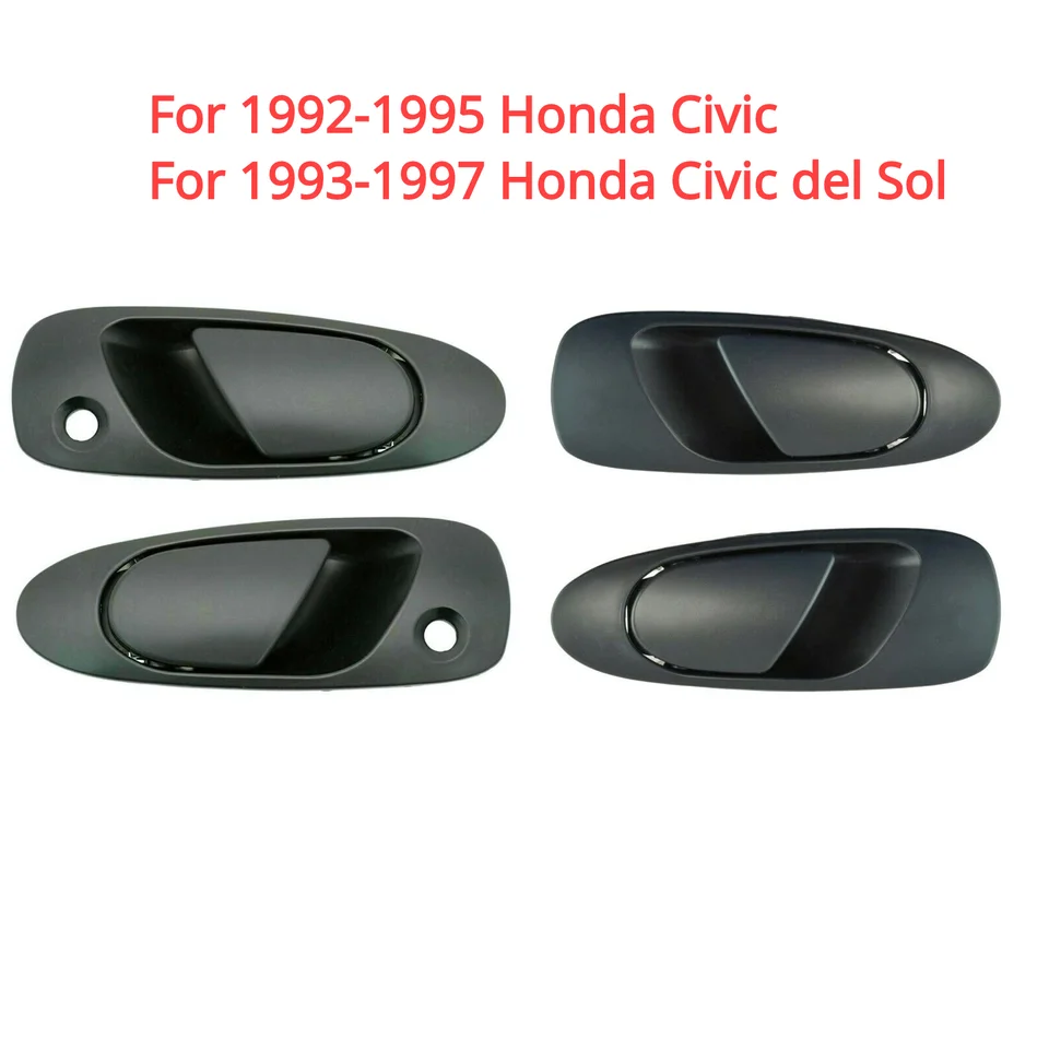 (Sada 4) Nové predné zadné rukoväte vonkajších dverí čierne pre roky 1992-95 Honda Civic 1993-97 Civic del Sol 72180SR3J02ZD 72680SR3J01ZC