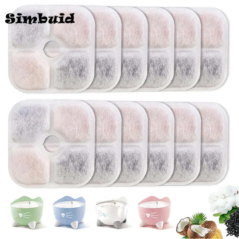 Sada 6/12 PET vodné fontánové filtre Filtre Cat Water Pitie Fontána Triple Filtration Systém pre dispenzor vody Pixi