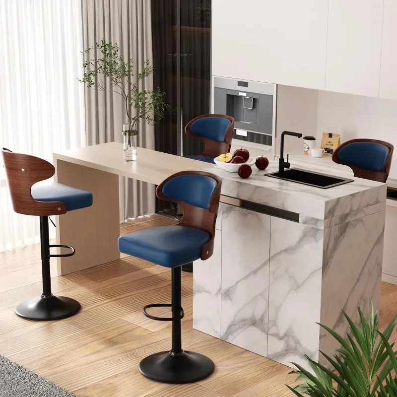 Sada barových stoličiek s 2 sedadlami nastaviteľnou výškou 24.5-33.5in - Bentwood Swivel Barstools so zadným a nohavicou