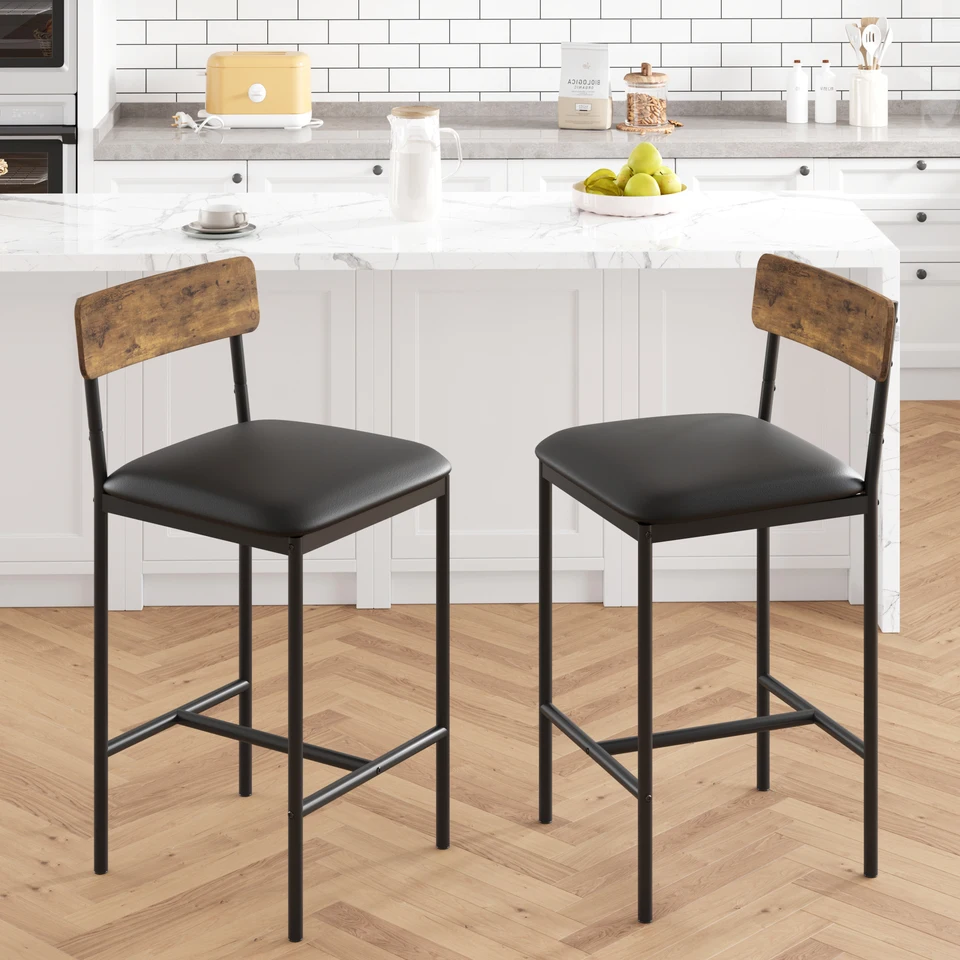Sada barových stoličiek z 2, kuchynské barové stoličky s opierkou, čalúnené pulty výšky Barstools, barové stoličky s chrbtom do kuchyne