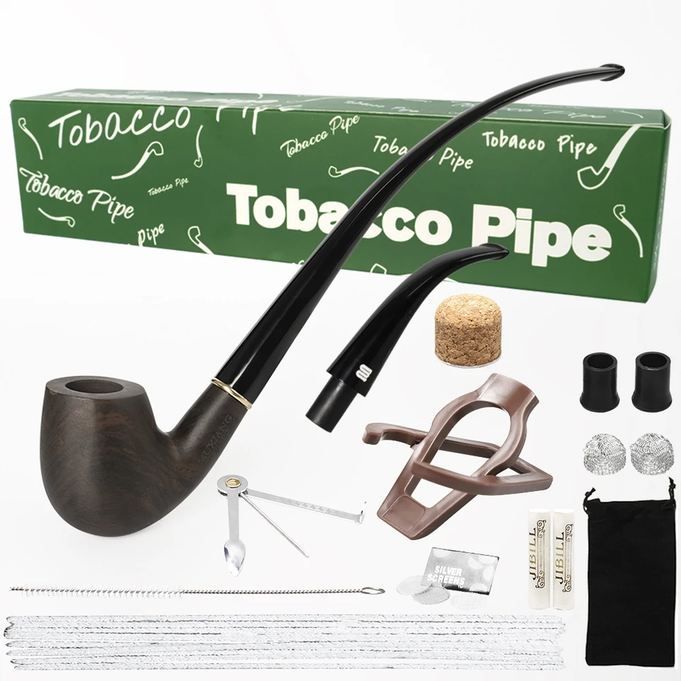 Sada darčekových krabíc Jibill Tobacco Pipe ， Ručne vyrábané potrubie drevené potrubie ， s vymeniteľným akrylom 9 mm rúrkovým stonkou ， potrubím ， náradím pre čistiaci prostriedok na čistenie rúr