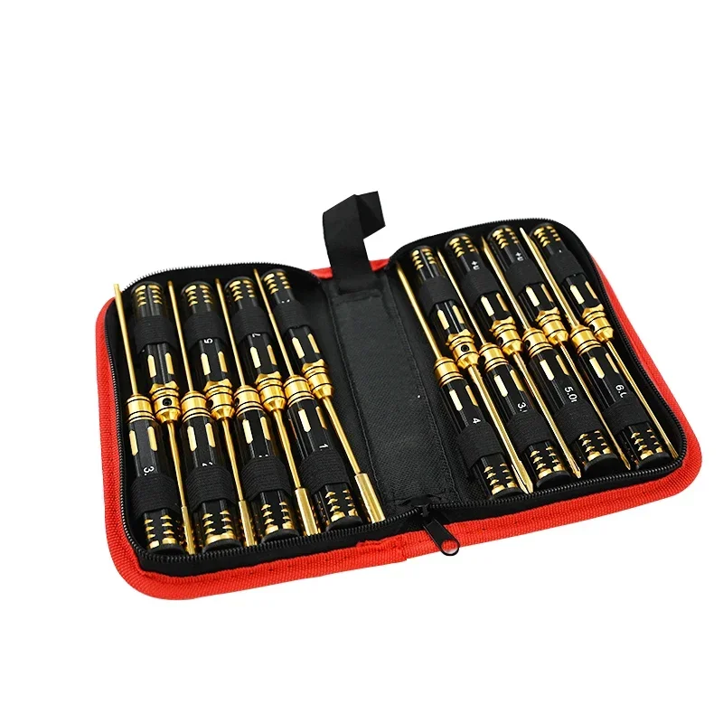 Sada ovládačov RC Hex - 16pcs Hex Allen Screwdriver Kit Hex Matica Set Wrench Key Key Driver Tool pre RC Car TRXS Helipte