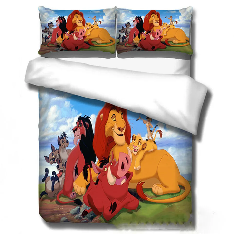 Sady posteľnej bielizne Lion King, Mäkké mikrovlákry s jedným anime postavám prikrývky prikrývka 3D tematická spálňa dekorácie pre deti dospelých
