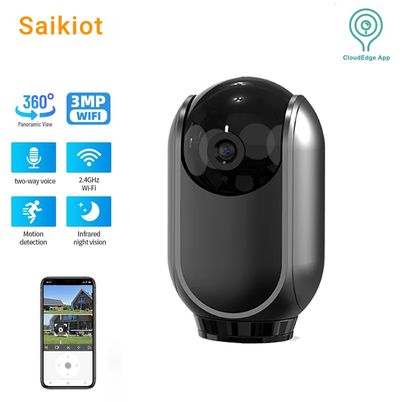 Saikiot Cloudedge 3MP bezdrôtová sieť WiFi Camera Detská kamera Camera Human Detection Ochrana ochrany osobných údajov Indoor CCTV Security Camera