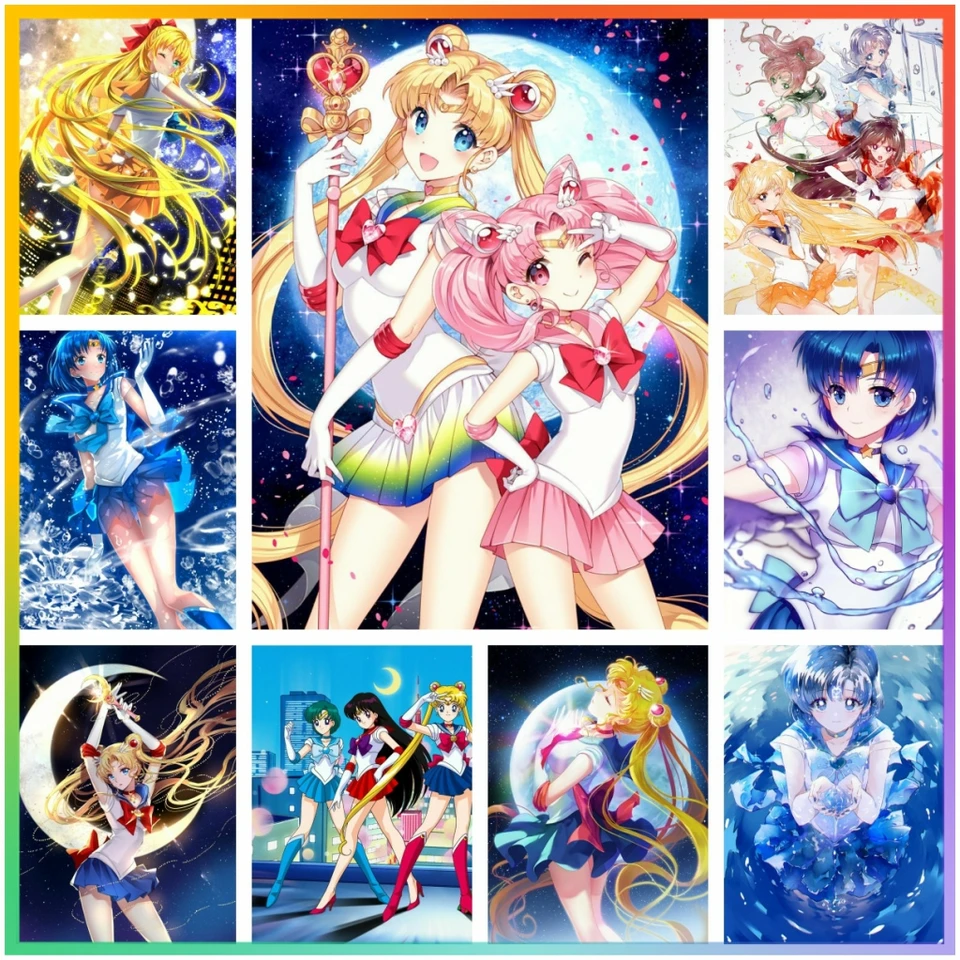 Sailor Moon anime karikatúra pekná krása dievča bojovník vojak Diamond Painting Cross Stitch 5D DIY Puzzle Art Mosaic Mosaic výšivka