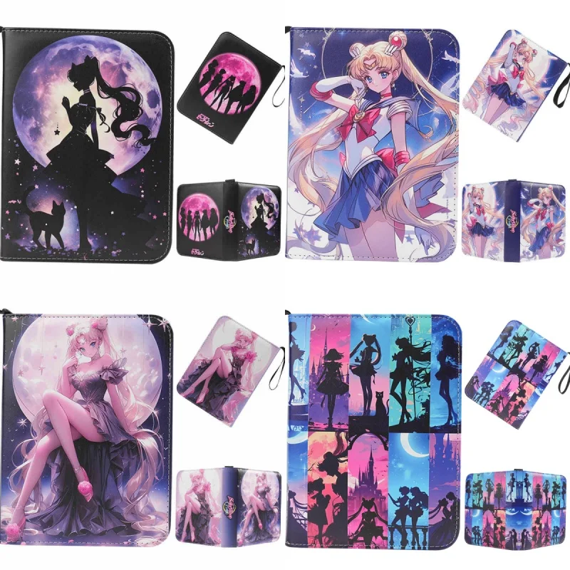 Sailor Moon Card Binder Binder Collection Cards Držiteľ anime karty Album s 50 vnútornými stránkami zips podržte až 400 slotov darčekovú hračku