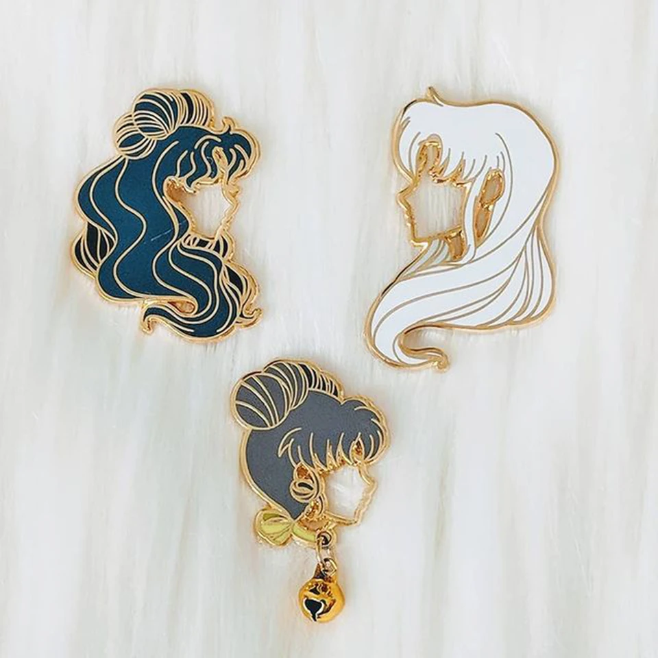 Sailor Starlights Anime Pin Brošor Cartoon Sailor Moon Moon LaSel Hollow odznak Krásne šperky pre dievčatá darčeky pre ženy