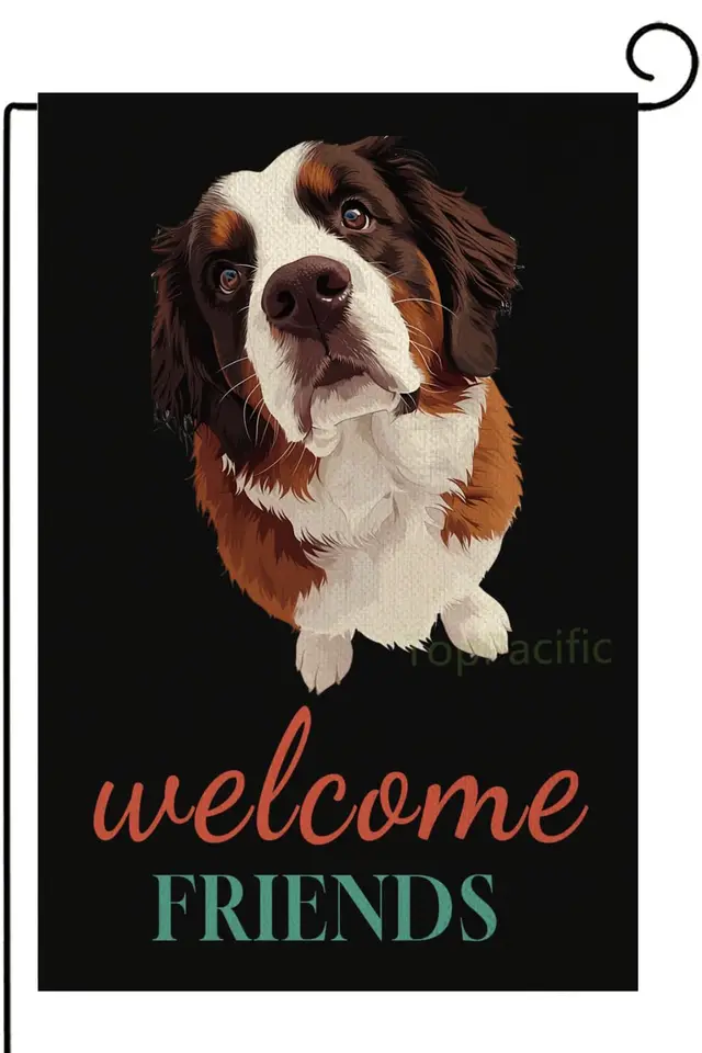 Saint-Bernard Vitajte priatelia Dog Garden Flag