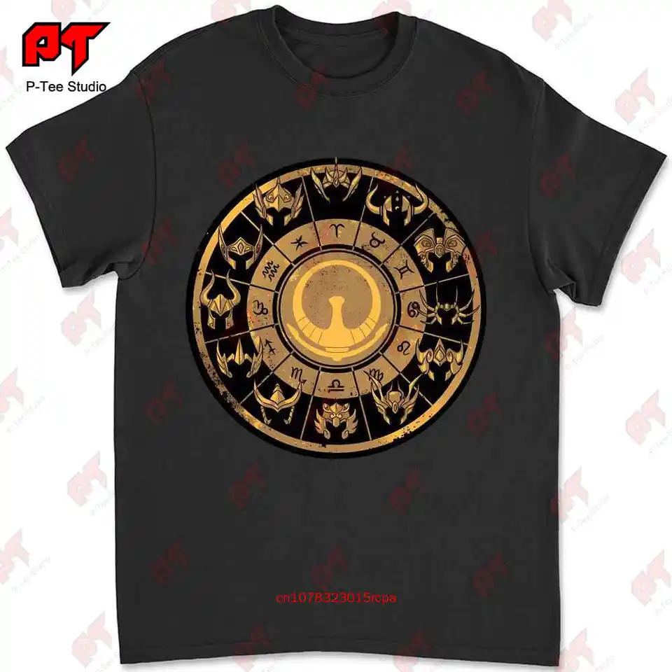 Saint Seiya 12 Constellation Athena Gold Saints Zodiac Sign Black T košeľa 0SMM
