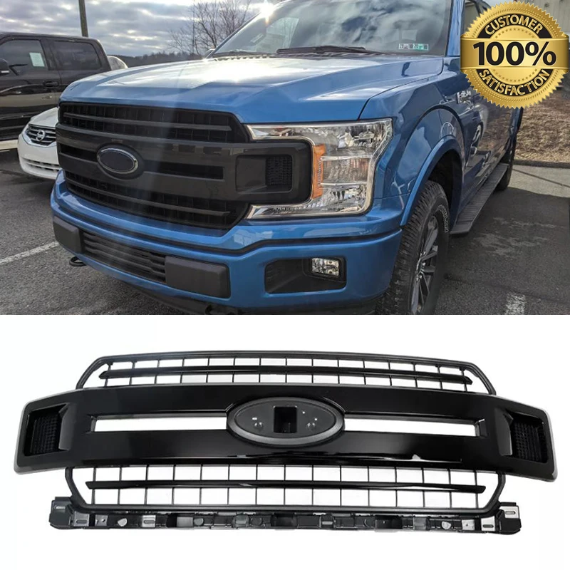 Saiqingsp Gloss Black Fit for Ford F-150 F150 2018-2020 Predný nárazník mriežky ABS Plastové autá Nástroje