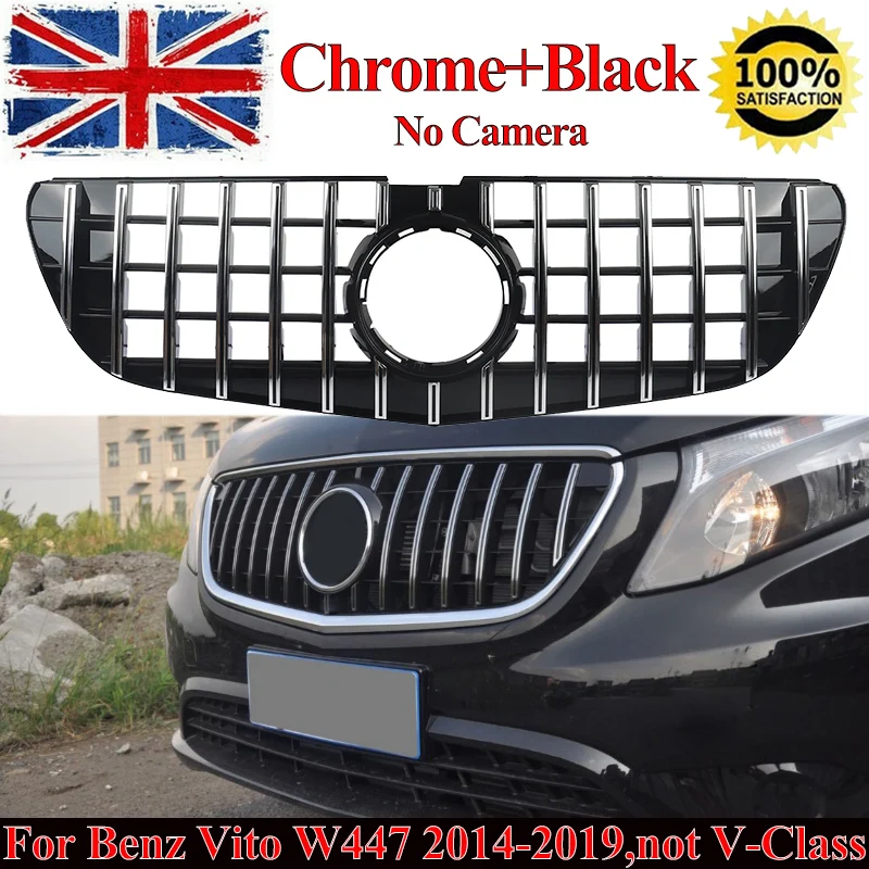 Saiqingsp Grille Sport for Mercedes W447 Vito Panamericana AMG Look Chrome+Nástroje na príslušenstvo s čiernymi automobilmi