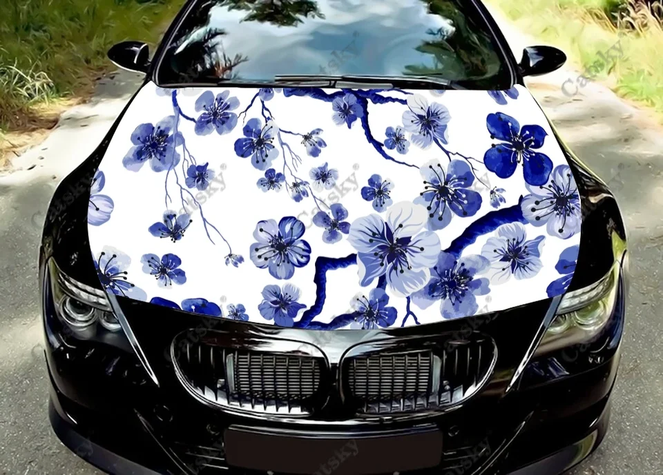 Sakura Cherry Blossom Car Hood Vinyl Stickers Wrap Vinyl Film Cover Cover nálepky Sticker Universal Car Hood Ochranný film