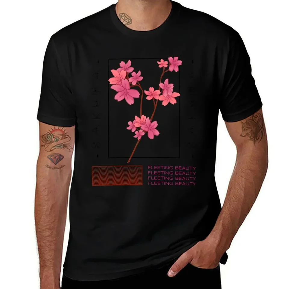 Sakura Cherry Blossom Design Design Tričko Grafické tričká Hippie Cloths Majster šampión šampión Hippie Majster