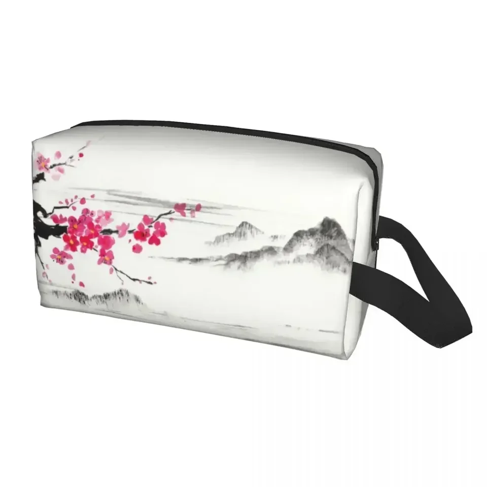 Sakura Tree Cherry Blossom Kozmetická taška Ženy roztomilé veľké kapacity japonský kvetinový make -up puzdro na skladovanie krásy toaletné tašky