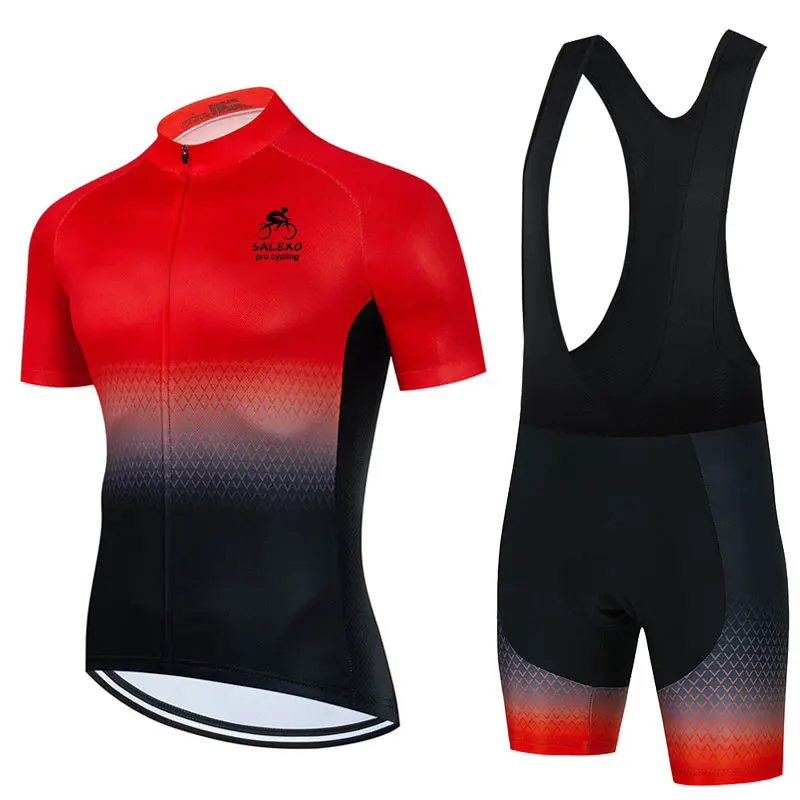 SALEXO 2022 Summer muži s krátkym rukávom Cycling Jersey Set Priedušné mtb cyklistické oblečenie maillot ropa ciclismo Bike Uniforma