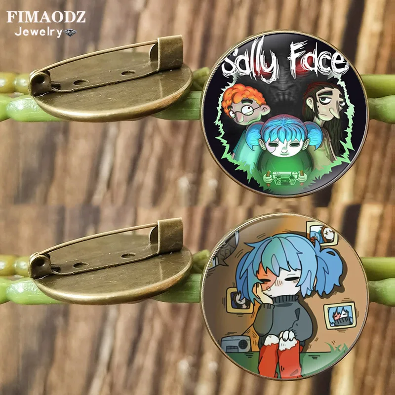 Sally Face Pin Glass Plaget Figures Guitar Art Glass Cabochon Metal Badges Broš