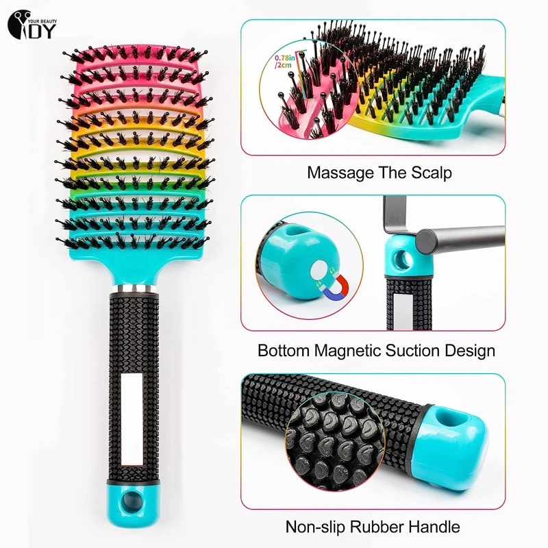 Salon Bristle & Nylon Hair Brush Girls Girls Hair Masáž Kombes Combre Dám