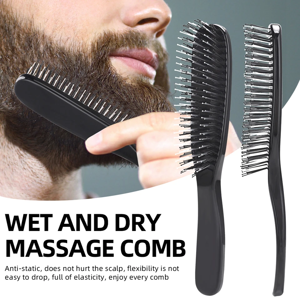 Salon Double Side Massage Hrebeň protišttkové kefy Kaderné kaderné brady odpaľujú široké zuby