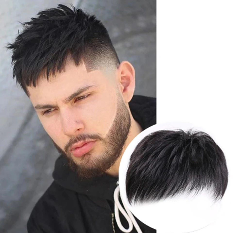 Samce Clips-on krátke vlasové parochne Hlava Top náhradné bloky, ktoré efektívne pokrývajú riedke vlasy pre človeka Denné formálne príležitosti Používajte