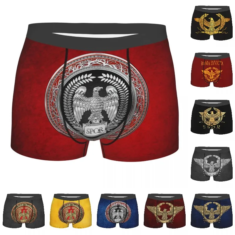 Samec Silver Roman Imperial Eagle Rím Rím SpQR Underwear Boxer Briefs Men Soft -krátke nohavičky spodky nohavičky