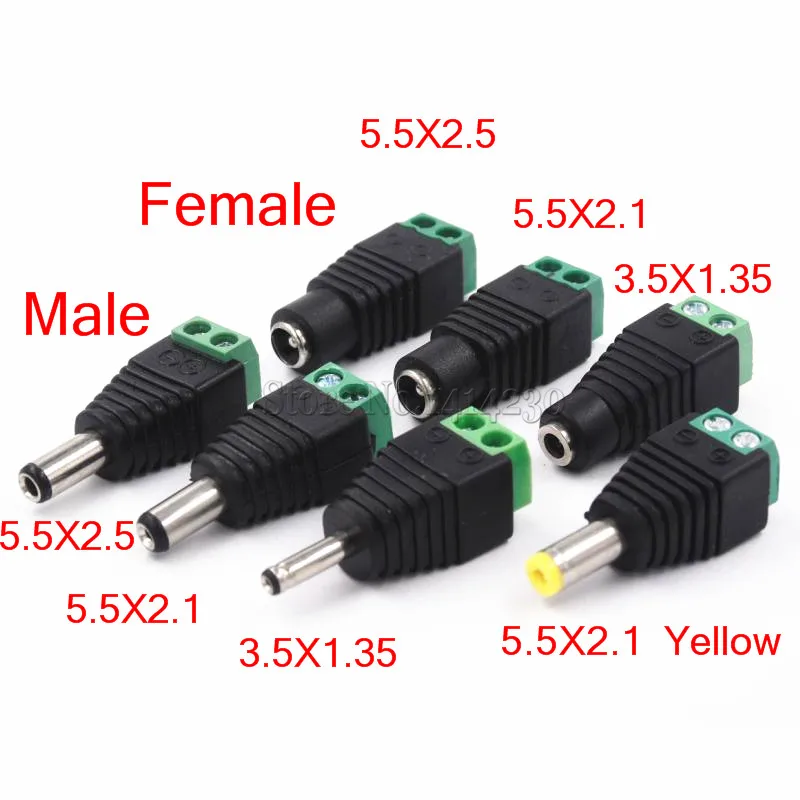 Samecka samica konektora napájacej zástrčky jednosmernej jednosmernej energie 2,1 mm x 5,5 mm 2,5 mm x 5,5 mm 1,35 mm x 3,5 mm nemusí zváranie jednosmerného adaptéra 12V 24V pre CCTV