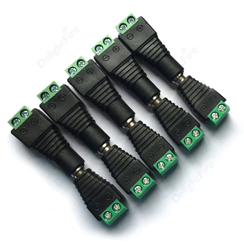 Samecká samica DC Connector 5V 12V 5,5 2,1 mm DC Power Jack Plug Adapter Connector pre CCTV bezpečnostnú kameru LED pásik LED