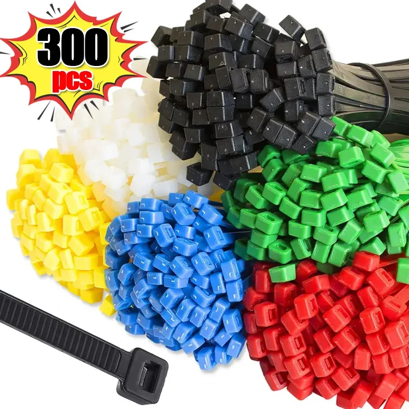 Samo zamykanie nylonových káblových kravaty Set plastová zipsová kravata farebný drôtený kábel viazaný zábal remienok DIY kábel