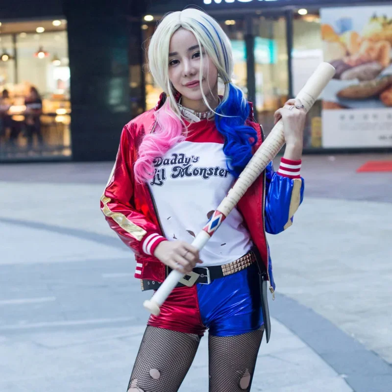 Samovražedná cosplay anime Harley kostým Quinn Frozen Dress Kids Detský oblek Pop Pop Tops Doplnky žien MB14