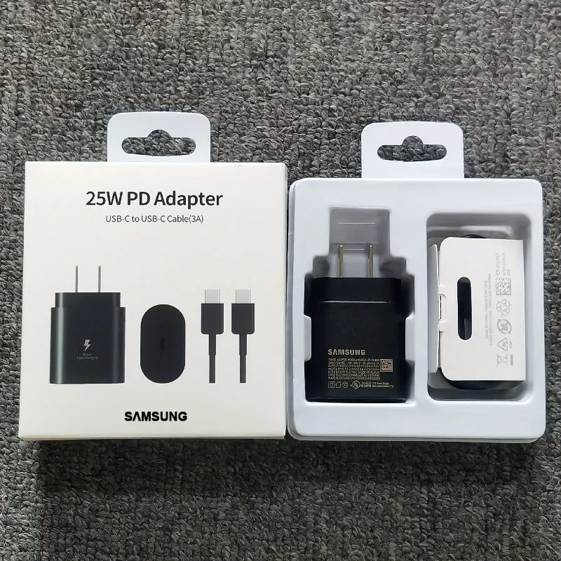 Samsung 25W US Plug Super rýchle nabíjacie nabíjacie adaptér pre Galaxy Z Flip Fold 6 5 4 3 2 S20 S21 S22 S23 S24 Poznámka 20 Ultra 10 Fe