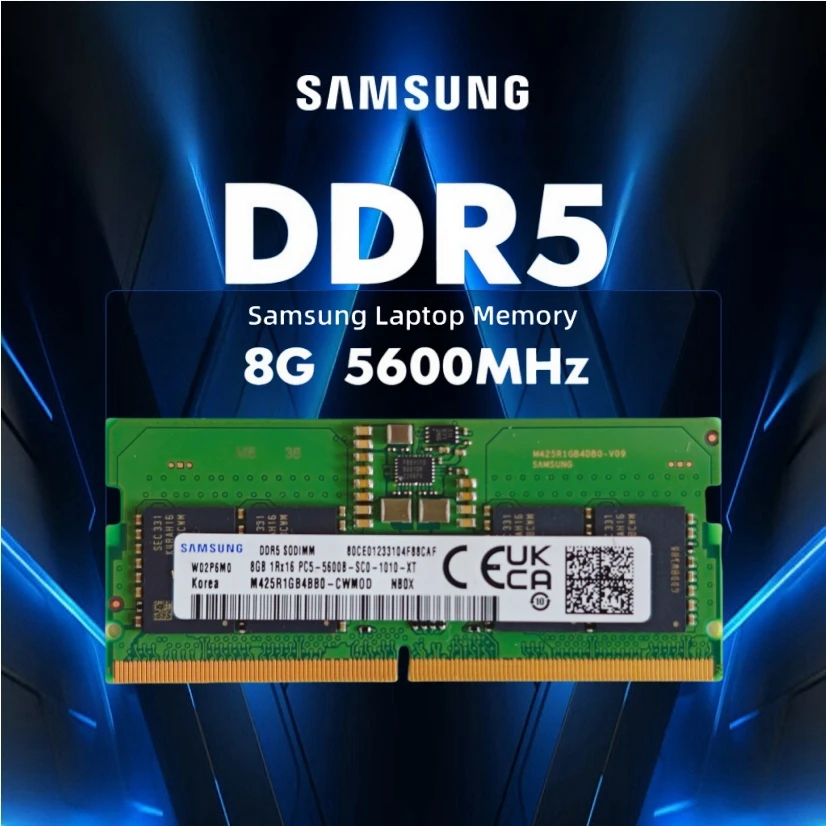 Samsung 8 GB DDR5 5600MHz PC5-44800 CL46 SODIMM 1RX16 Single Rank 1,1V 262-PIN LAPTOP RAM Pamäť M425R1GB4BB0-CWM
