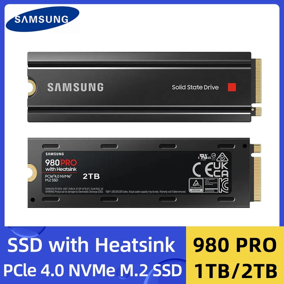 Samsung 980 Pro s Heatsink SSD 1TB 2TB NVME M.2 2280 PCIE Gen 4x4 2TB Interný tuhý stav SSD SSD pre Desktop PS5 pre prenosný počítač PS5